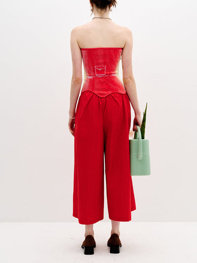 Okra Mixed Media Jumpsuit Marquee Red