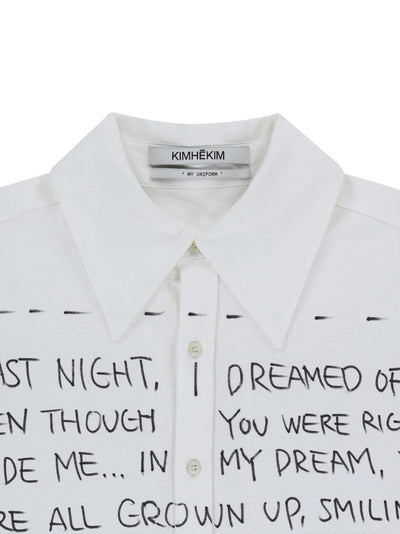 Hand Writting Oxford Shirt White