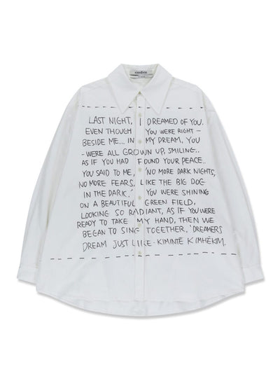 Hand Writting Oxford Shirt White