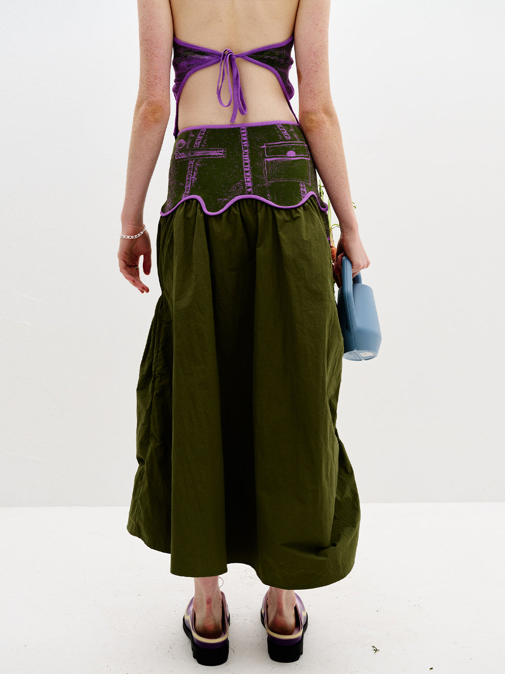 Peony Mixed Media Maxi Skirt Sunset Violet