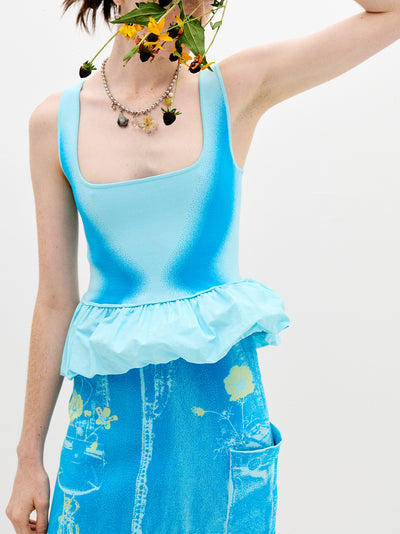 Lily Mixed Media Tank Top Paradise Blue