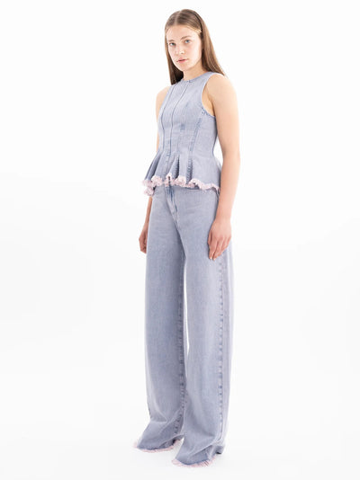Lilac Overdye Denim Tank Top With Seams Lilac