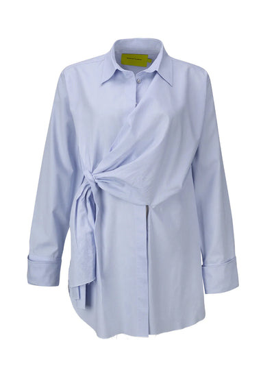 Blue Oxford Wrap Shirt Light Blue