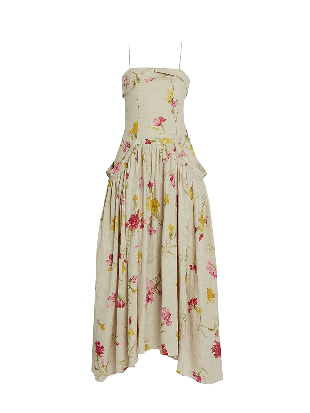 Sleeveless Full Skirt Midi Dress Dancing Carnation Multi