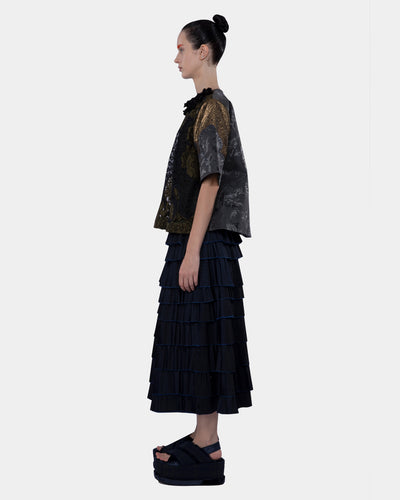 Embellished Mix Lace And Lame Black-bronze