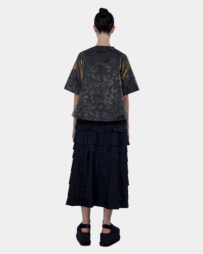 Embellished Mix Lace And Lame Black-bronze