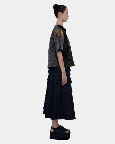 Embellished Mix Lace And Lame Black-bronze