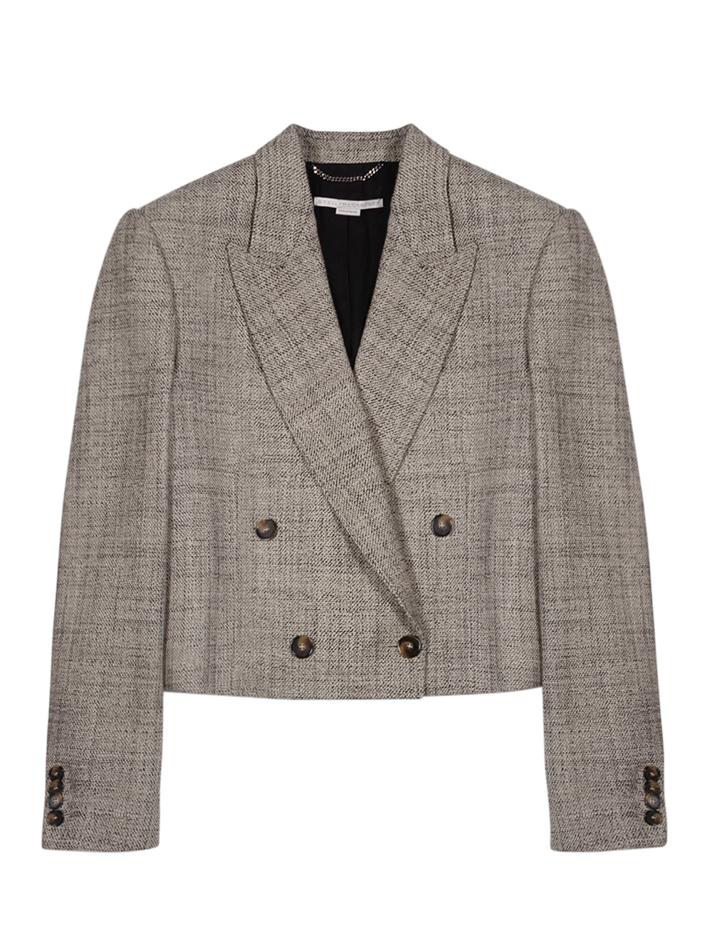 Cropped Boxy Double-Breasted Blazer (Beige)