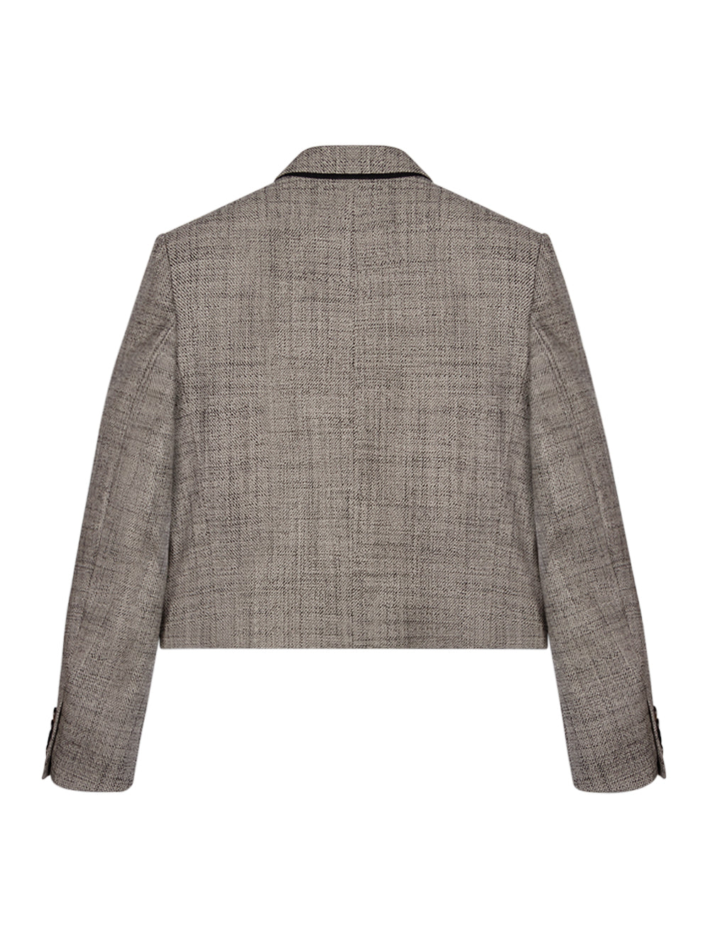Cropped Boxy Double-Breasted Blazer (Beige)