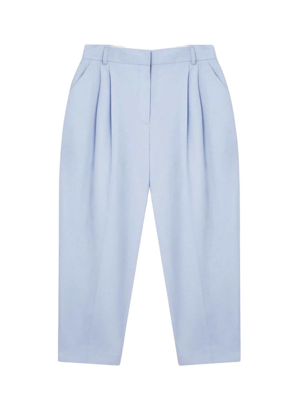 Cropped Pleated Trousers (Baby Blue)