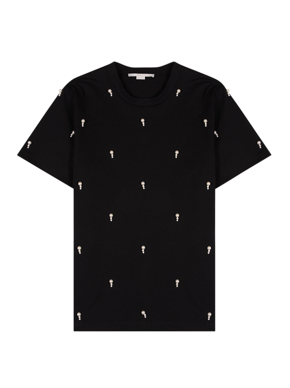 Embroidered Pearls Jersey T-shirt (Black)