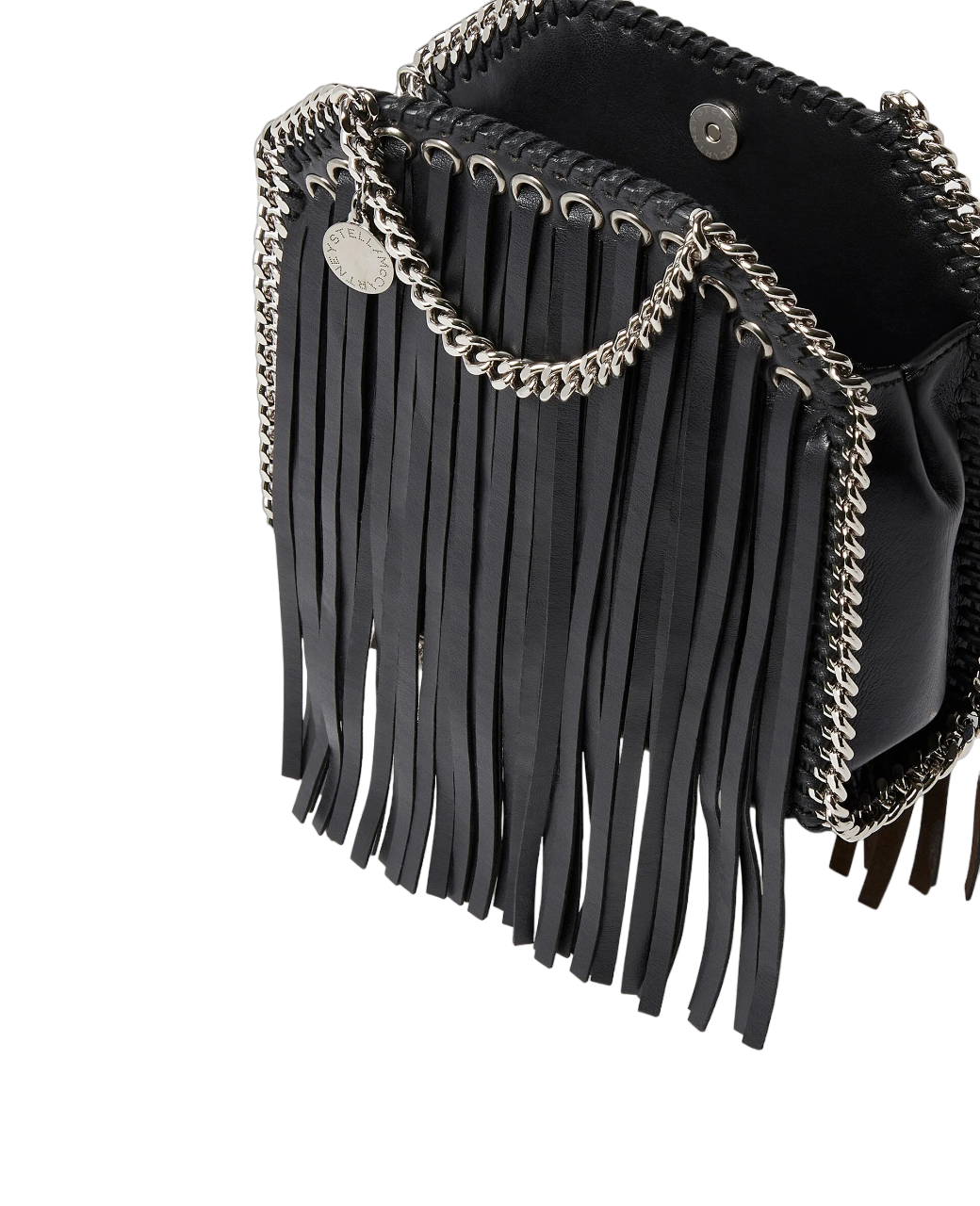 Falabella Fringed Tiny Tote Bag (Black)