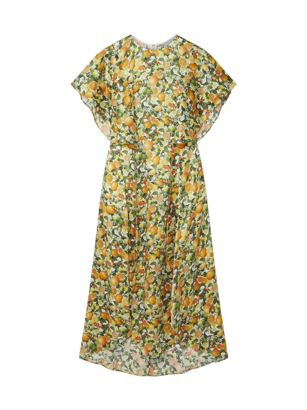 Lemon Print Silk Midi Dress (Multicolour)
