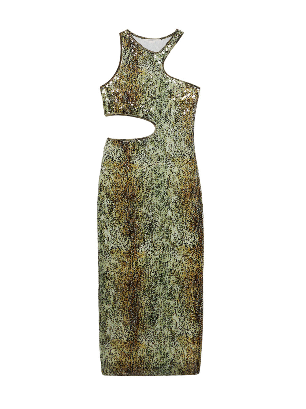 Ocelot Spot Sequinned Midi Dress (Gold)