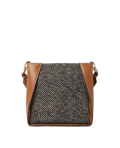 Stella Logo Herringbone Weave Shoulder Bag (Black/Pecan)