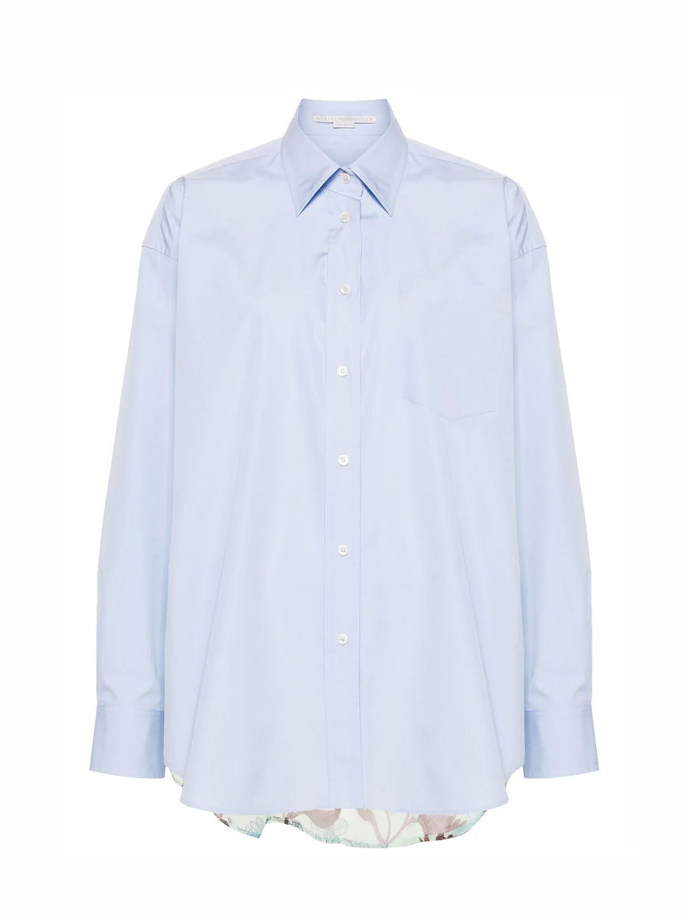 Chiffon Back Oversized Shirt (Sky Blue)