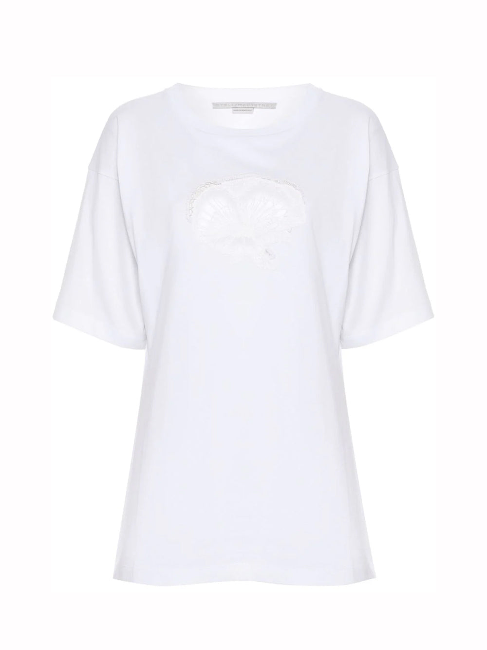 Crochet Cutout Opened Sleeve Tee (White)