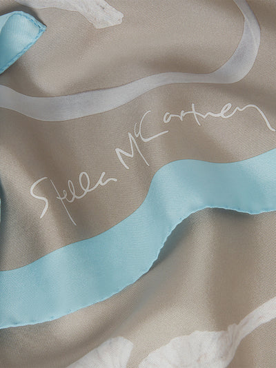 Dove Print Square Scarf (Beige / White)