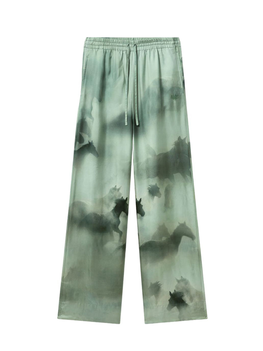 Drawstring Horse Print Trousers (Sea Green)