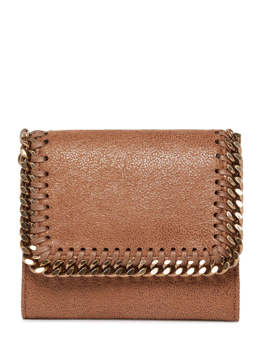 Falabella Wallet With Strap Silver Chain (Pecan Brown)