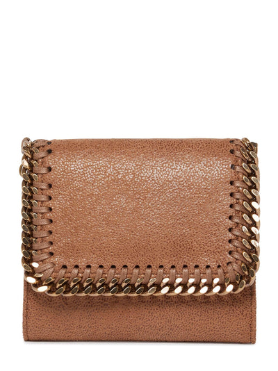 Falabella Wallet With Strap Silver Chain (Pecan Brown)