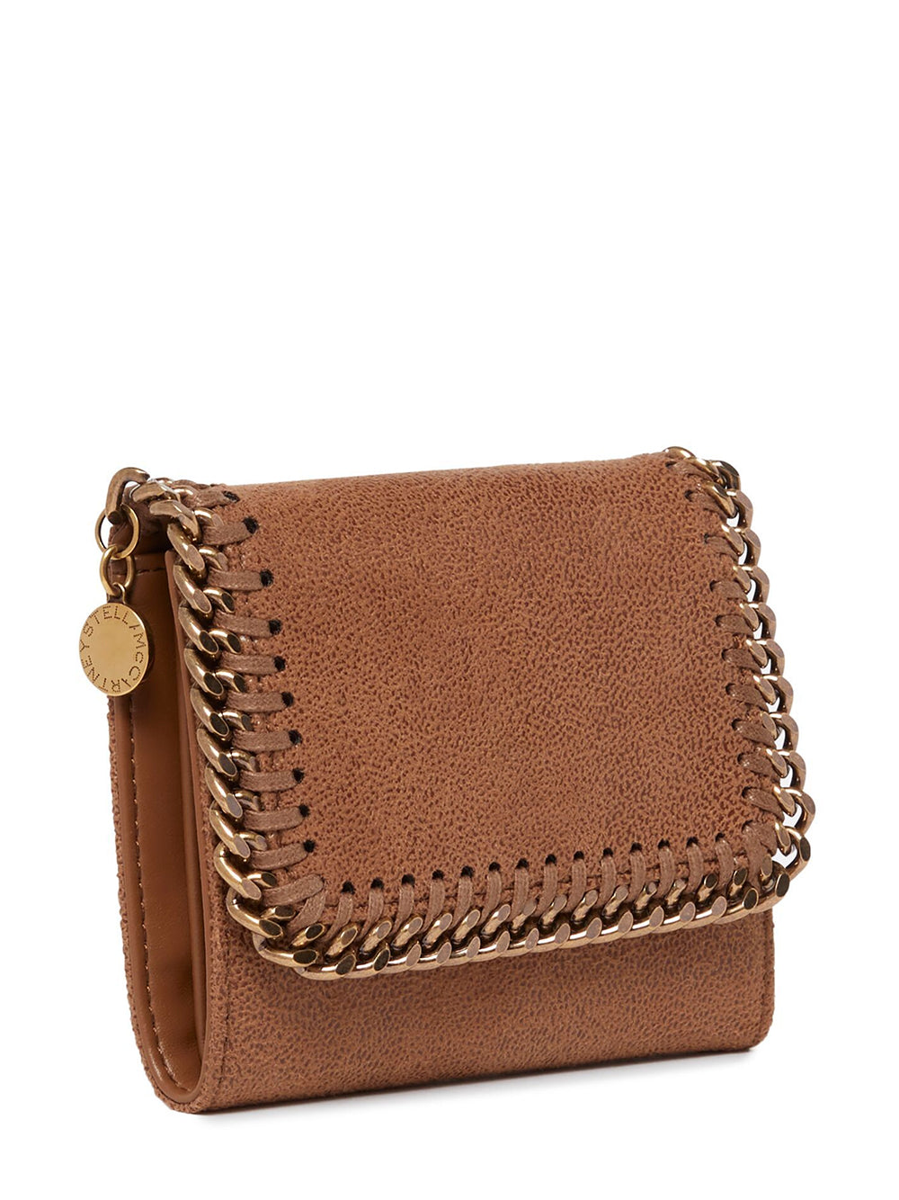 Falabella Wallet With Strap Silver Chain (Pecan Brown)