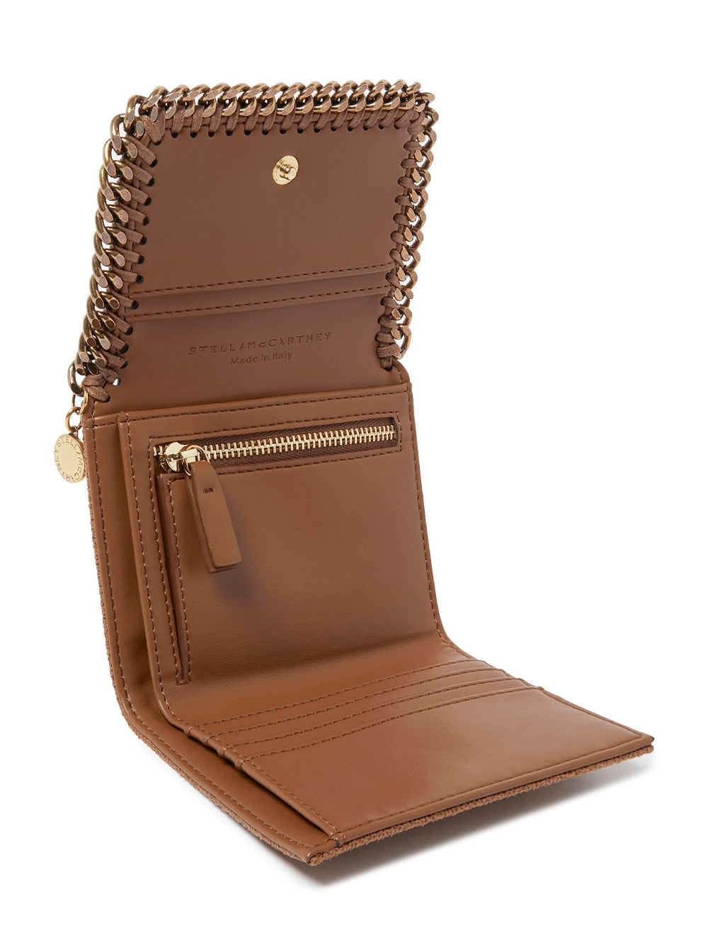 Falabella Wallet With Strap Silver Chain (Pecan Brown)