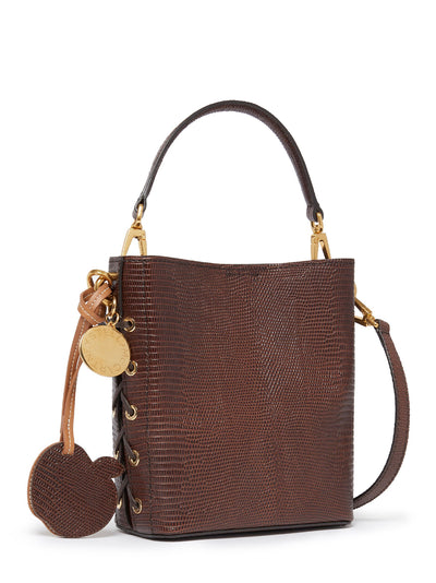Frayme Scale-Embossed Bucket Bag (Chocolate Brown)