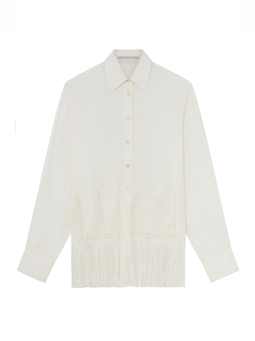 Open-Knit Fringe Shirt (Cream)