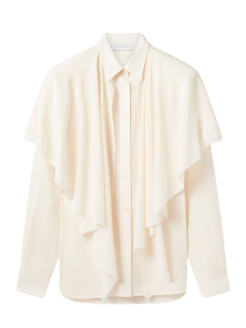 Layered Panel Long Sleeve Semi-Sheer Shirt (Buttercream)