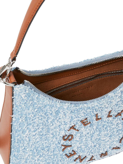 Logo Denim Bouclé Crossbody Shoulder Bag (Light Blue)