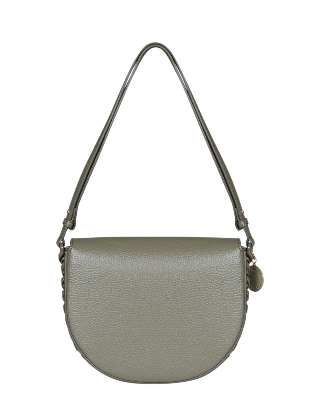 Frayme Medium Flap Shoulder Bag Embossed Grainy Mat & Tonal Chain (Military Green)