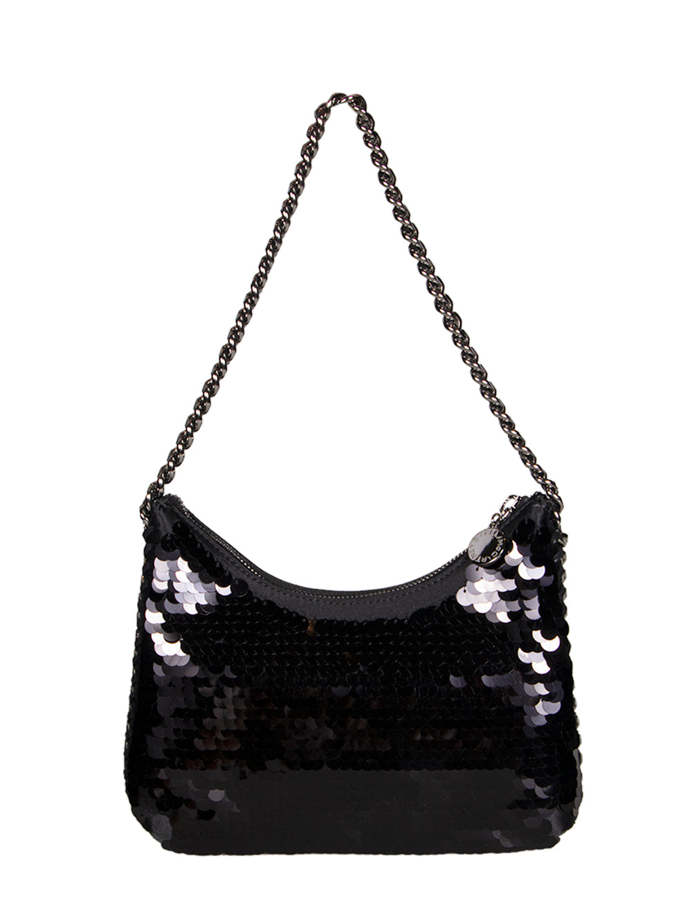 Mini Zip Shoulder Bag Eco Oversized Paillettes (Black)