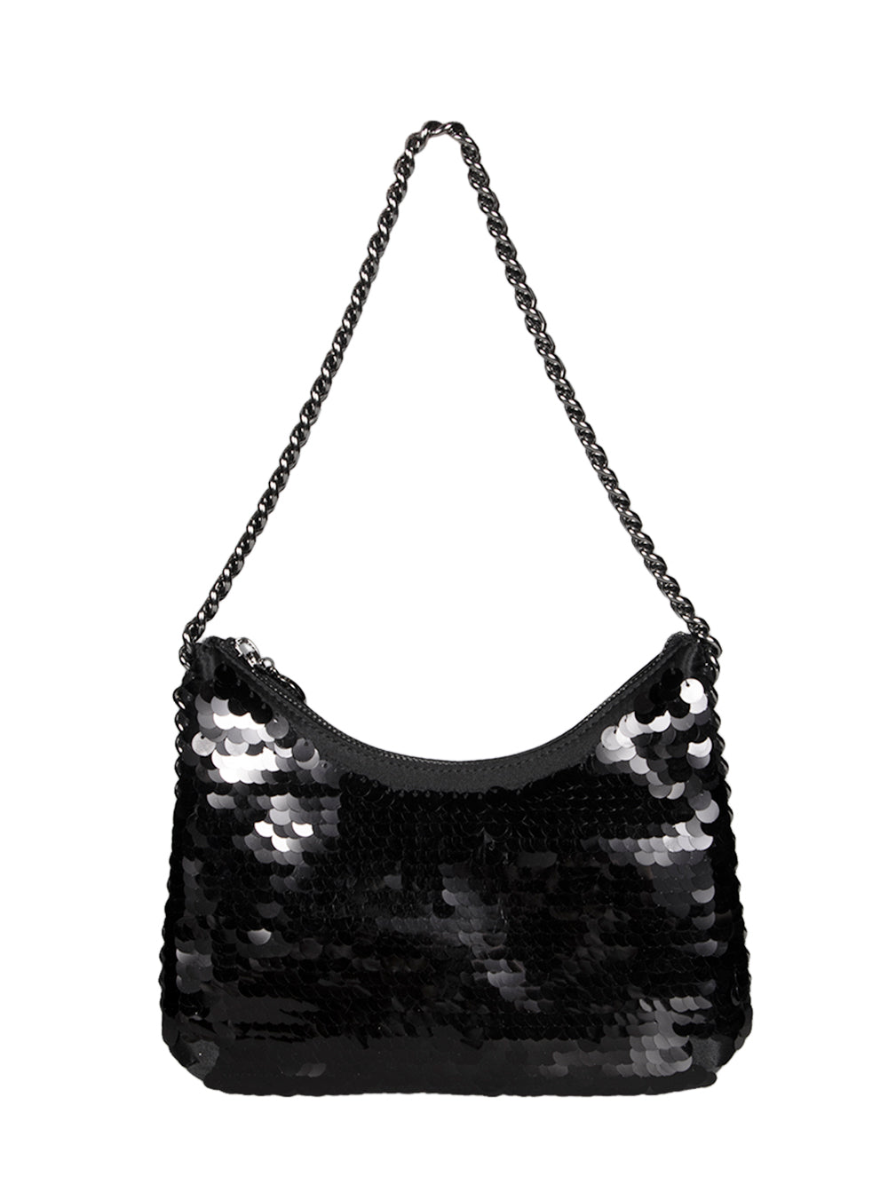 Mini Zip Shoulder Bag Eco Oversized Paillettes (Black)