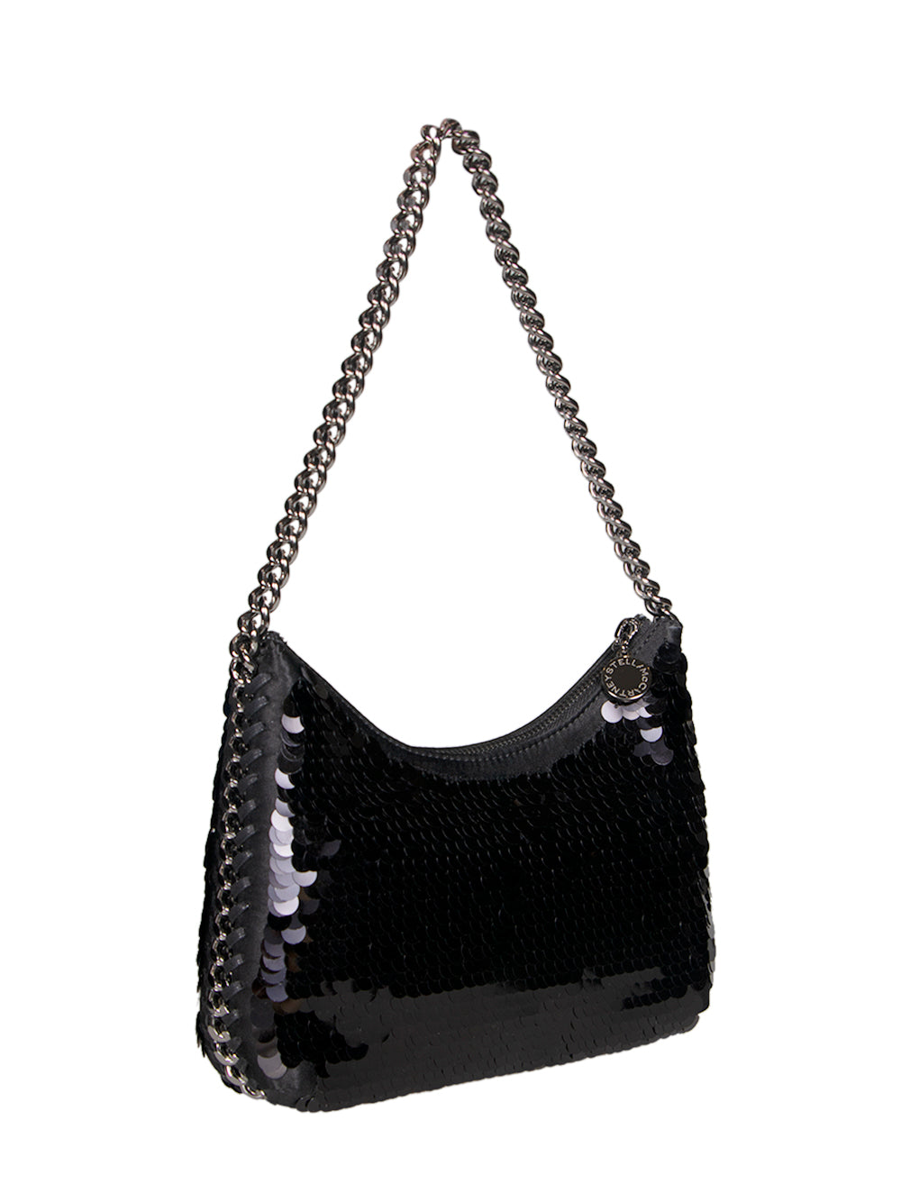 Mini Zip Shoulder Bag Eco Oversized Paillettes (Black)