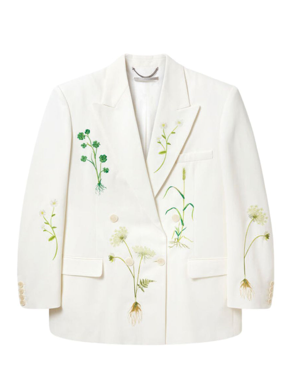 Oversized Floral Double-Breasted Blazer (Cream)