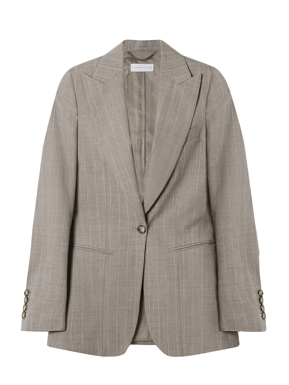 Single-Breasted Pinstripe Blazer (Gray)