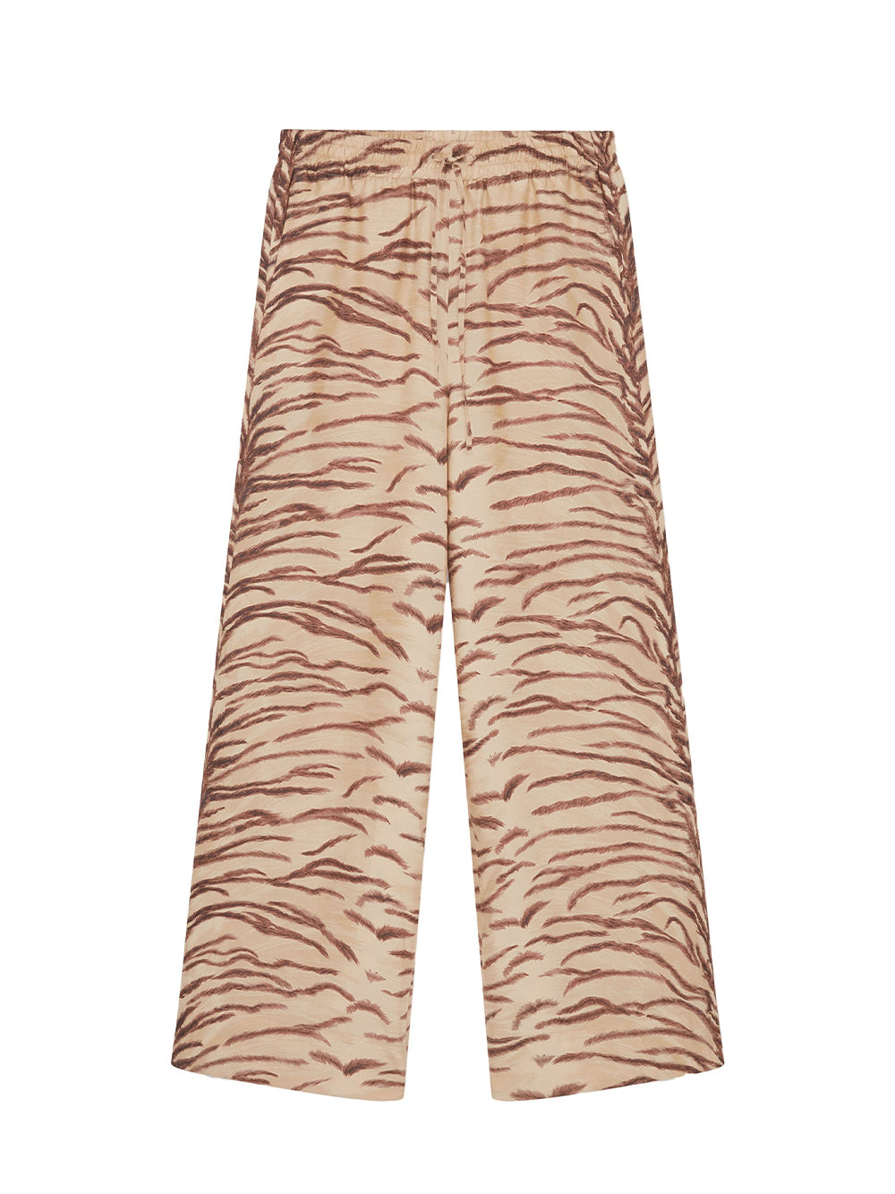 Tiger Print High-Rise Wide-Leg Trousers (Natural Tiger Print)