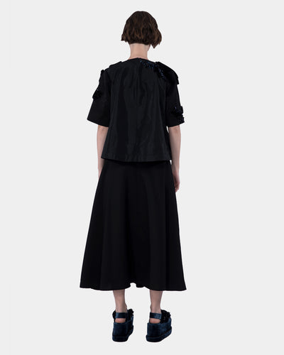 Embellished Crinkled Taffeta Top Black