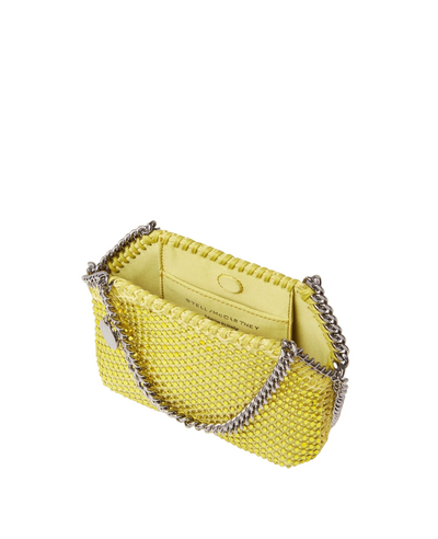 Falabella Crystal Mesh Mini Tote Bag with Silver Color Chain (Oxide Yellow)