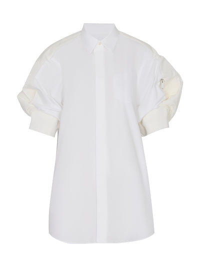 Cotton Poplin X Nylon Twill Dress (Off-White)