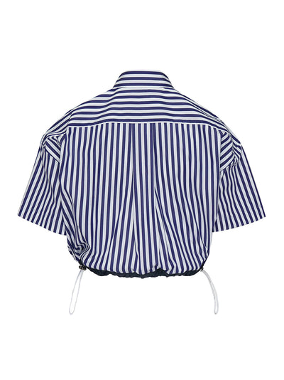 Thomas Mason Cotton Poplin Shirt (Navy Stripe)