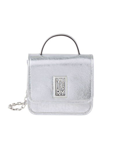 Sadie Square Silver Crinkled Metallic Leather (Silver)