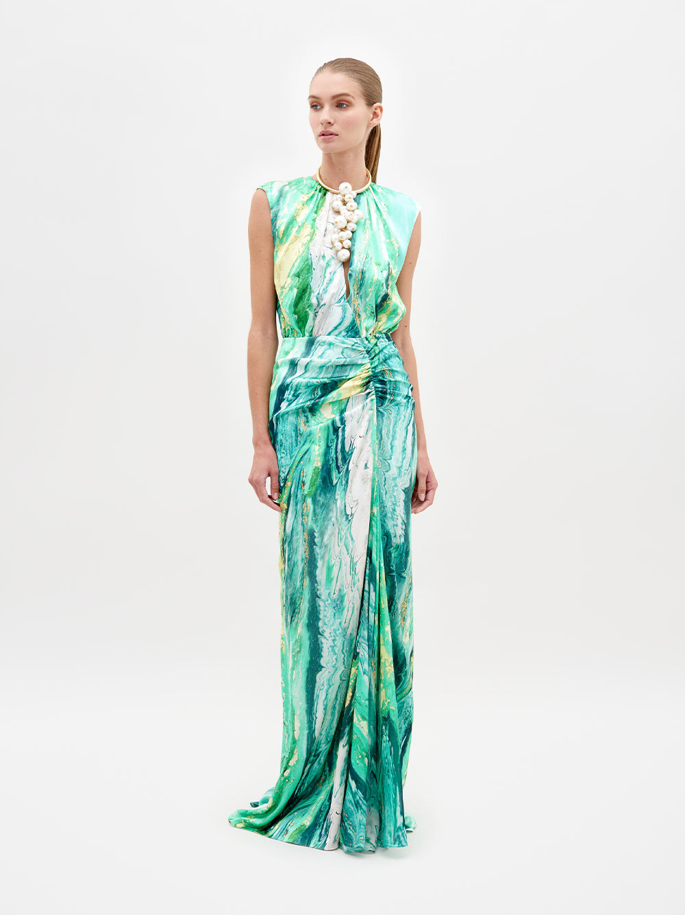 Samaira Dress Green Marble