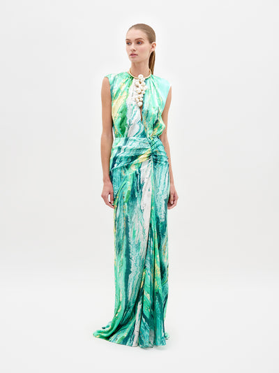Samaira Dress Green Marble