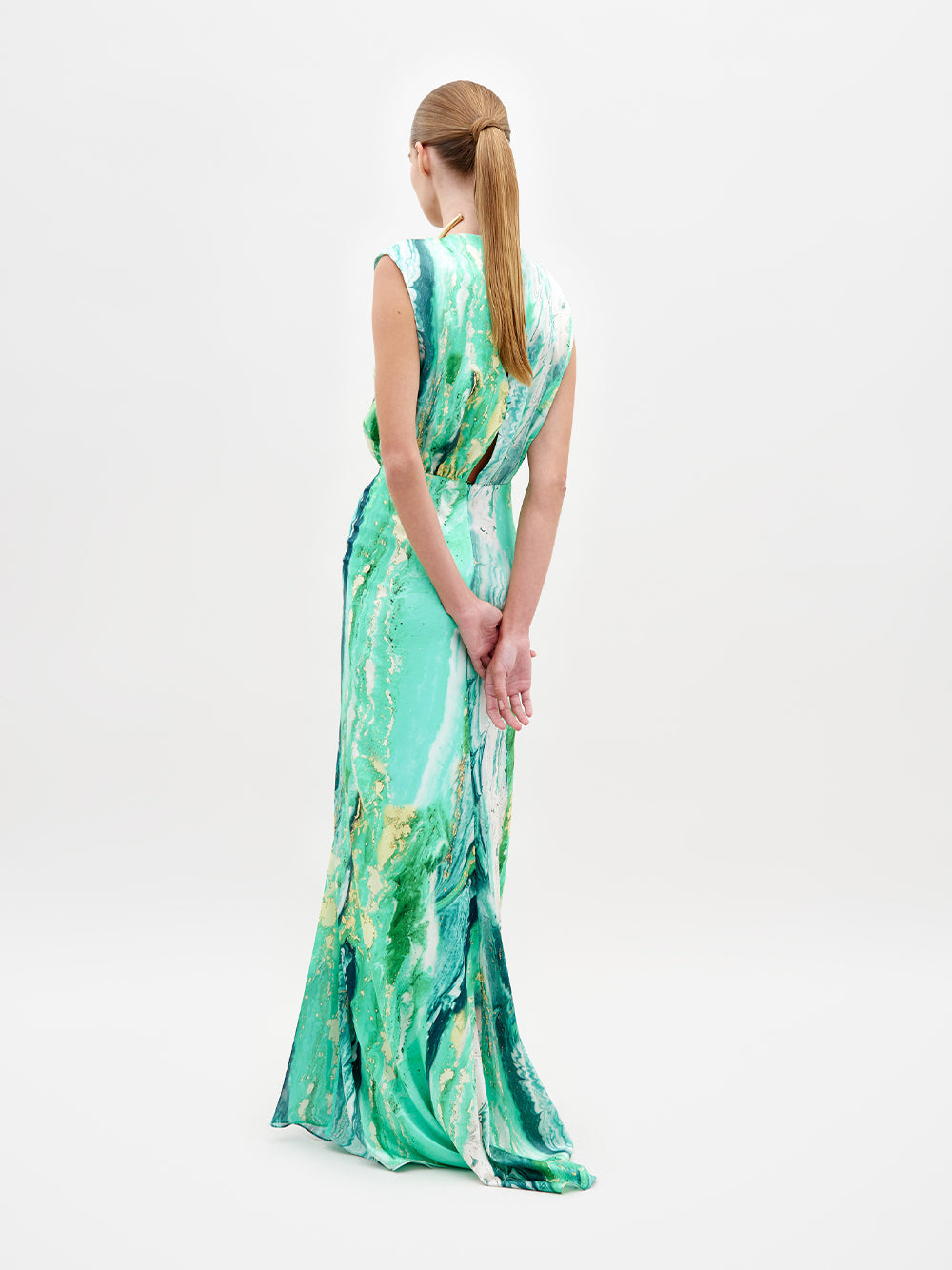 Samaira Dress Green Marble