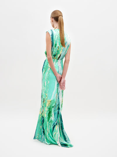 Samaira Dress Green Marble