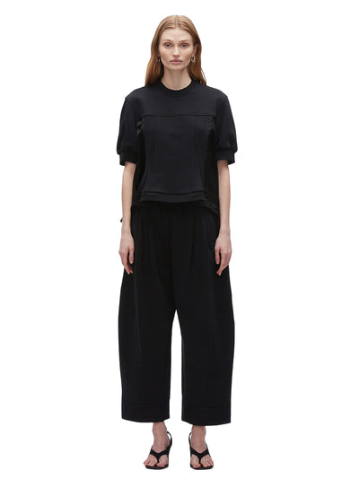 Satin Flounce Combo Terry Top (Midnight)