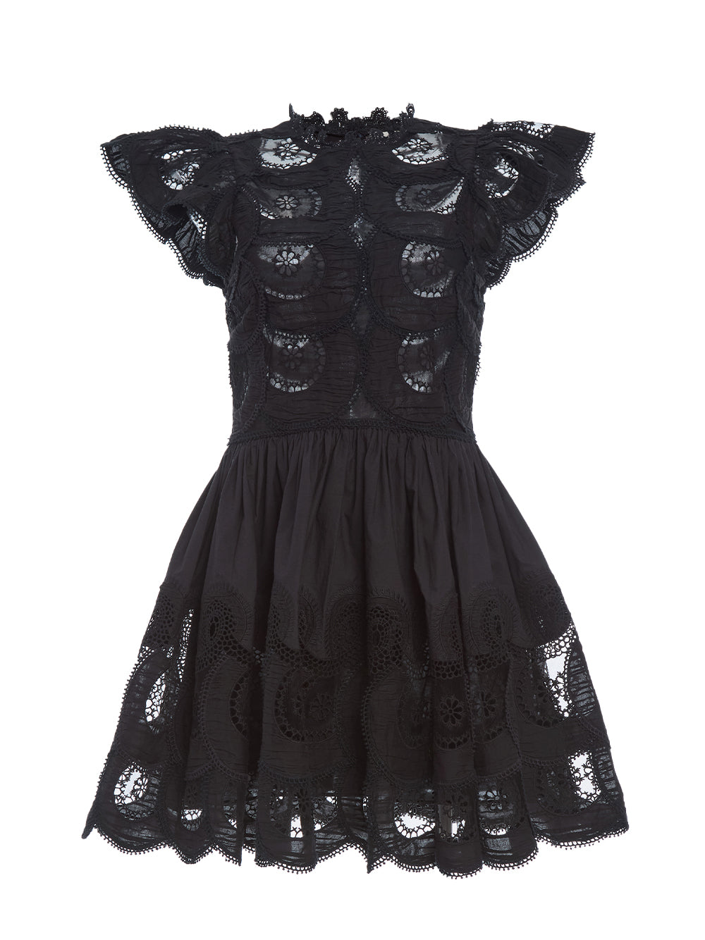Drea Embroidered Mini Dress (Black)