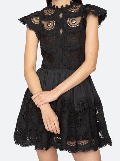 Drea Embroidered Mini Dress (Black)